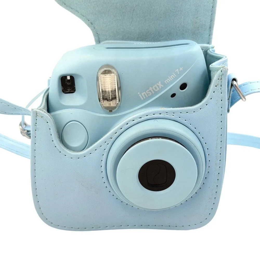 Fujifilm Instax Mini 7+ Instant Film Camera Blue with Matching Protective Case